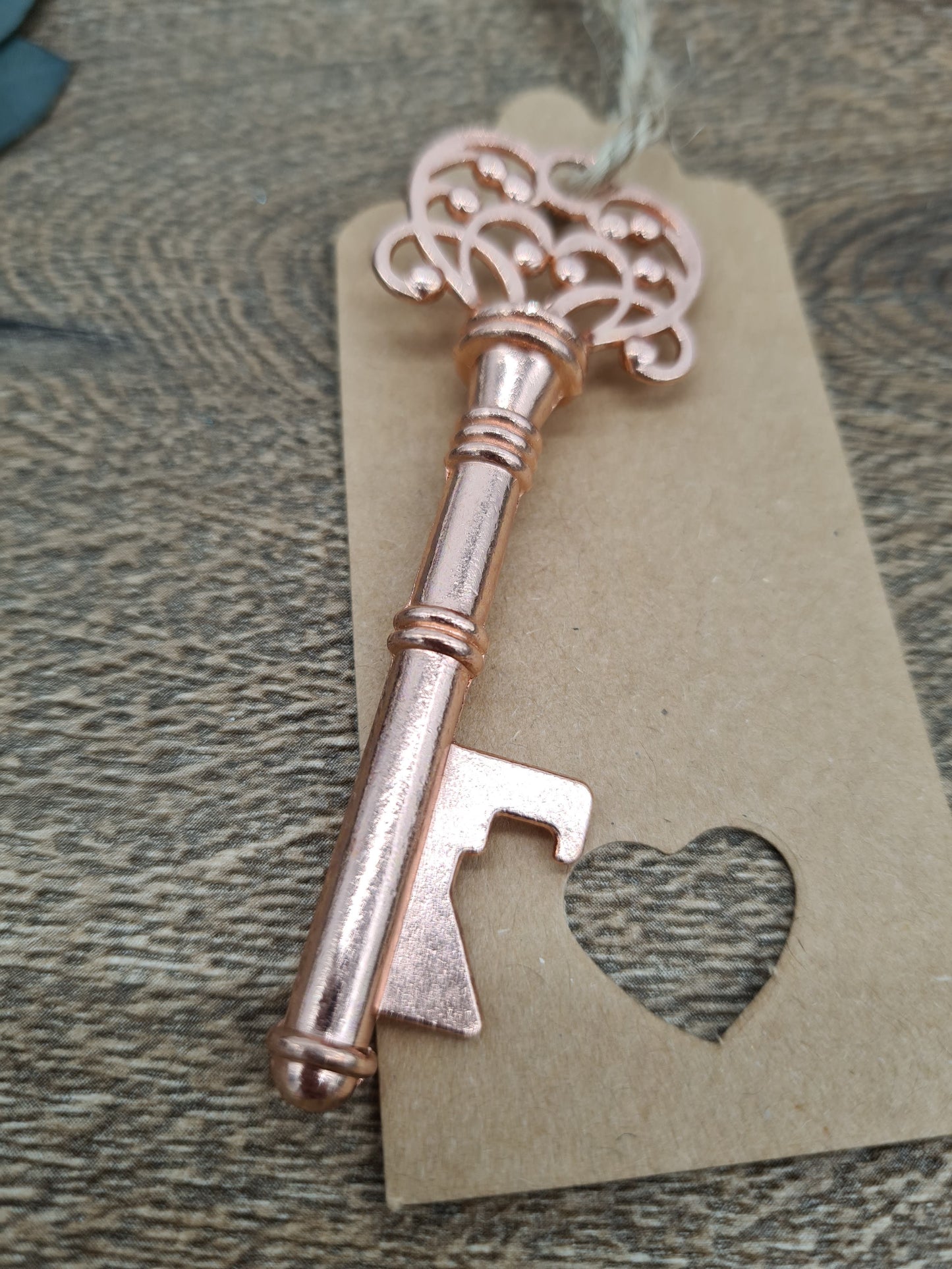 Vintage Rose Gold Keyring Bottle Opener with Tag