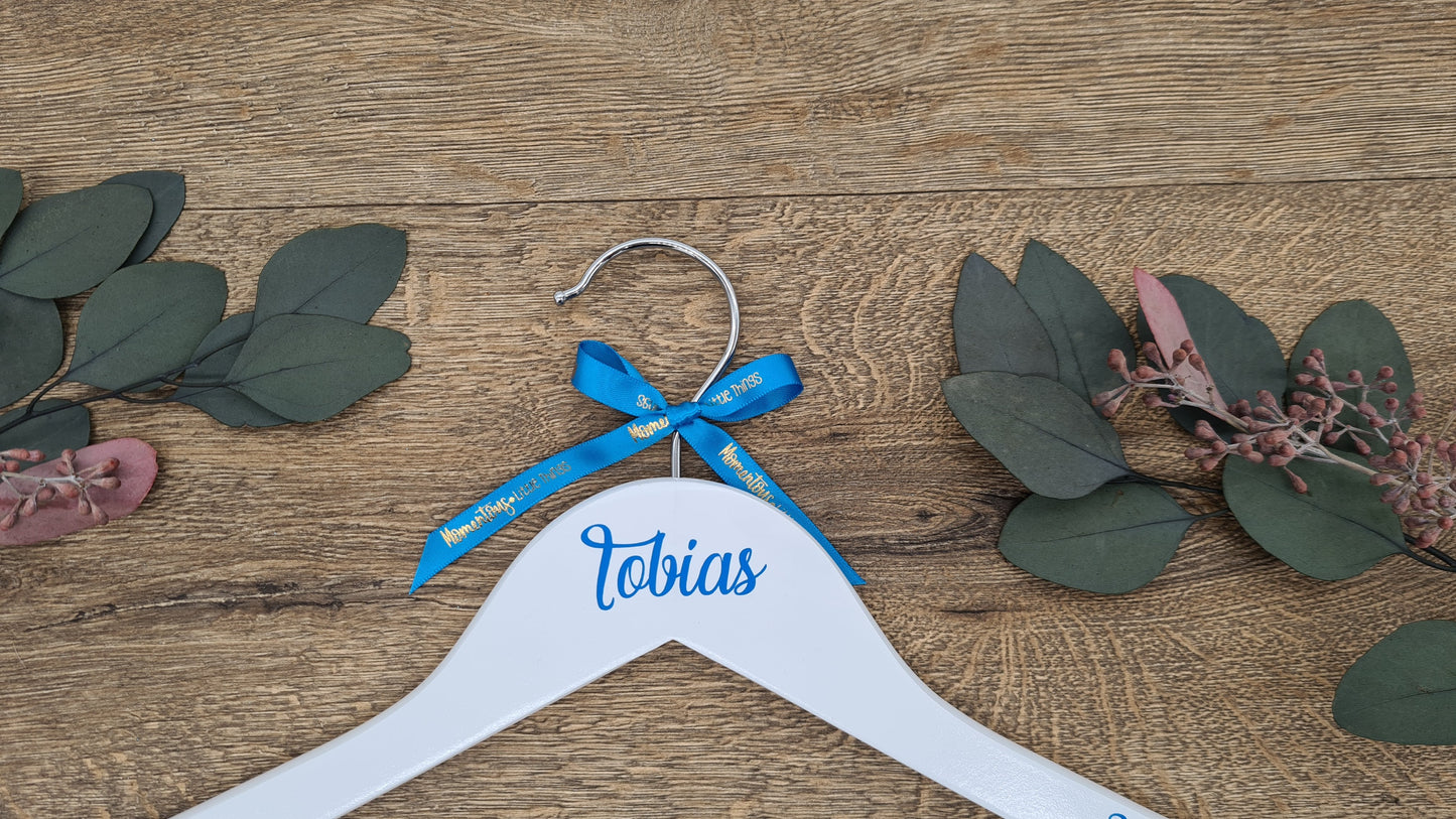 Personalised Wedding Hanger with Blue Text