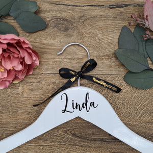 Personalised Wedding Dress Hanger with Black Text