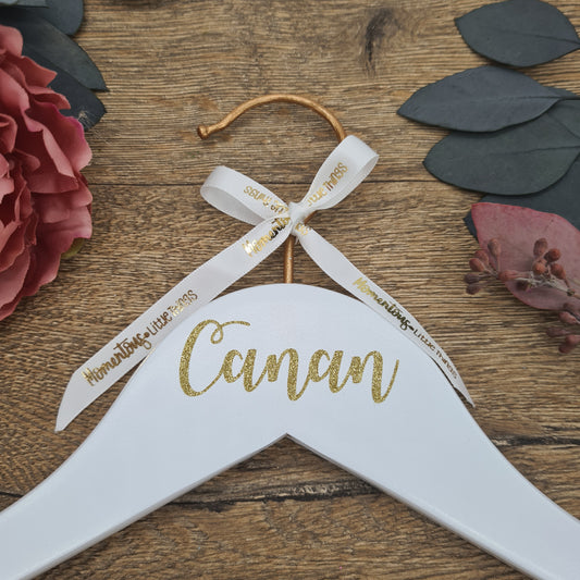 Kupfer & Weißer Hochzeitsbügel mit GLITTER Gold Name