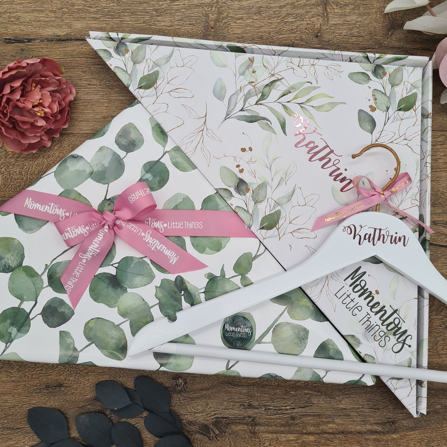 Personalised Wedding Dress Hanger with Black Text