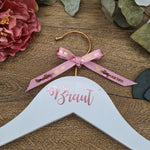 Load image into Gallery viewer, Copper &amp; White Wedding Hanger with ROSE GOLD Name
