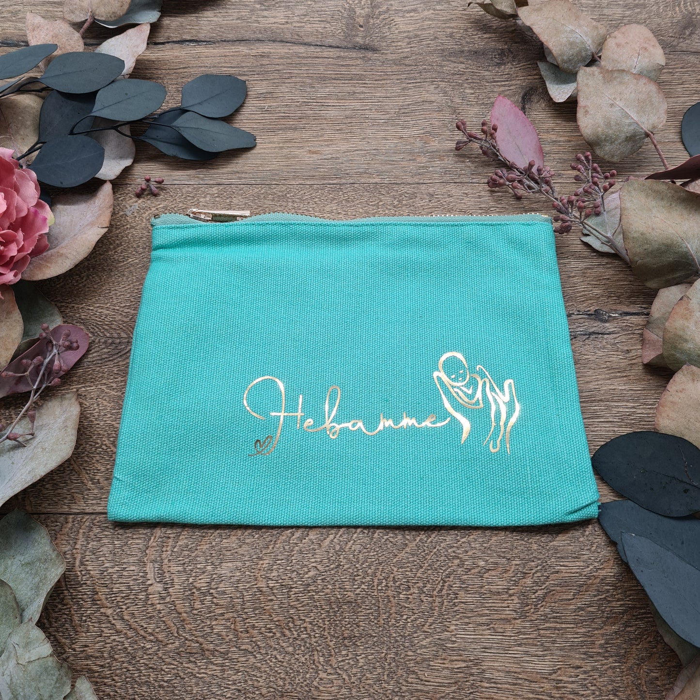 "midwife" gift | Green cotton bag with metallic gold