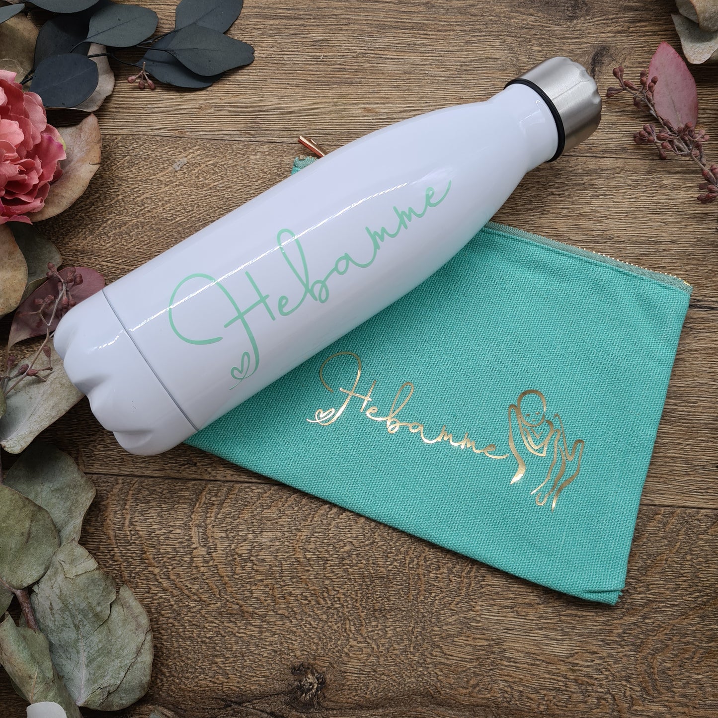 "midwife" gift | Green cotton bag with metallic gold