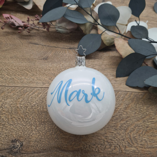 Pastel Baby Blue Name on Real Mouth-Blown Glass