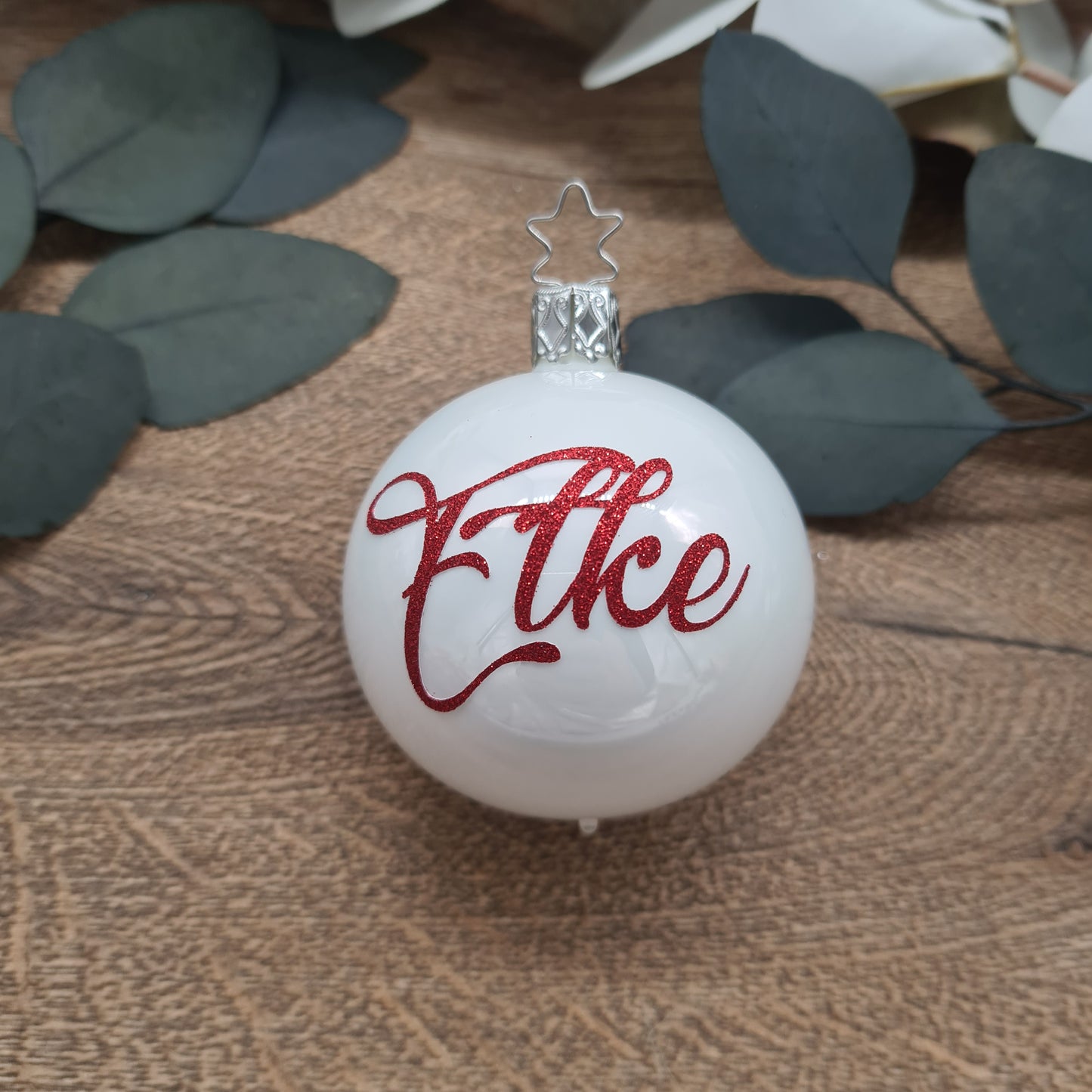 Red Glitter Name on Real Mouth-Blown Glass