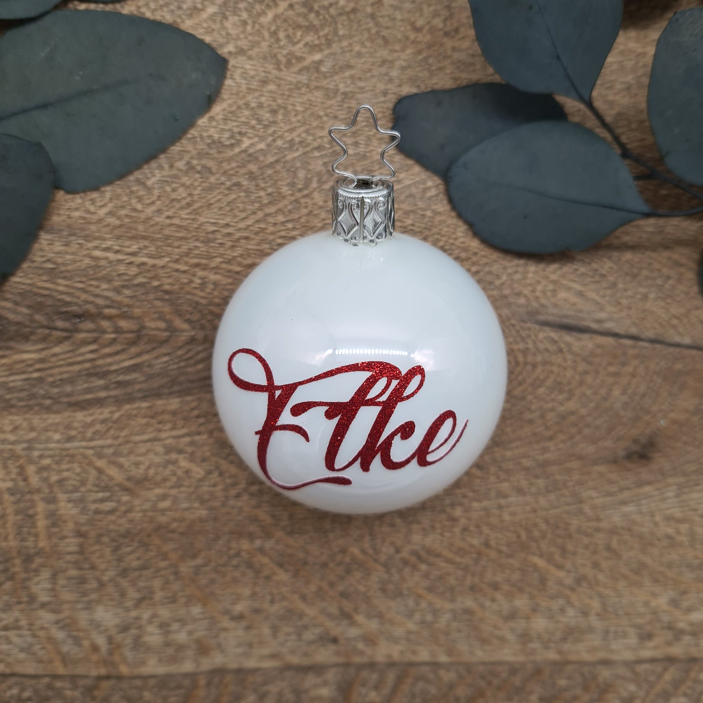 Red Glitter Name on Real Mouth-Blown Glass