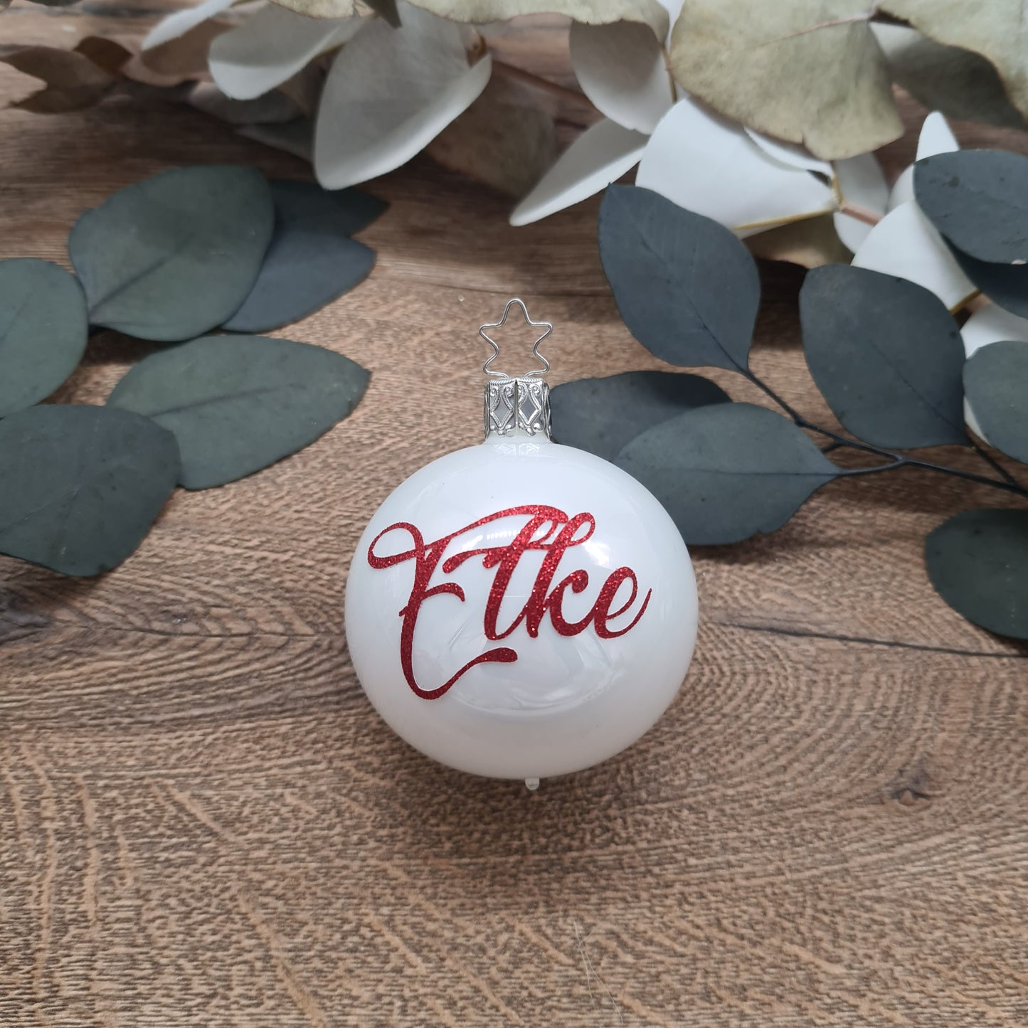 Red Glitter Name on Real Mouth-Blown Glass