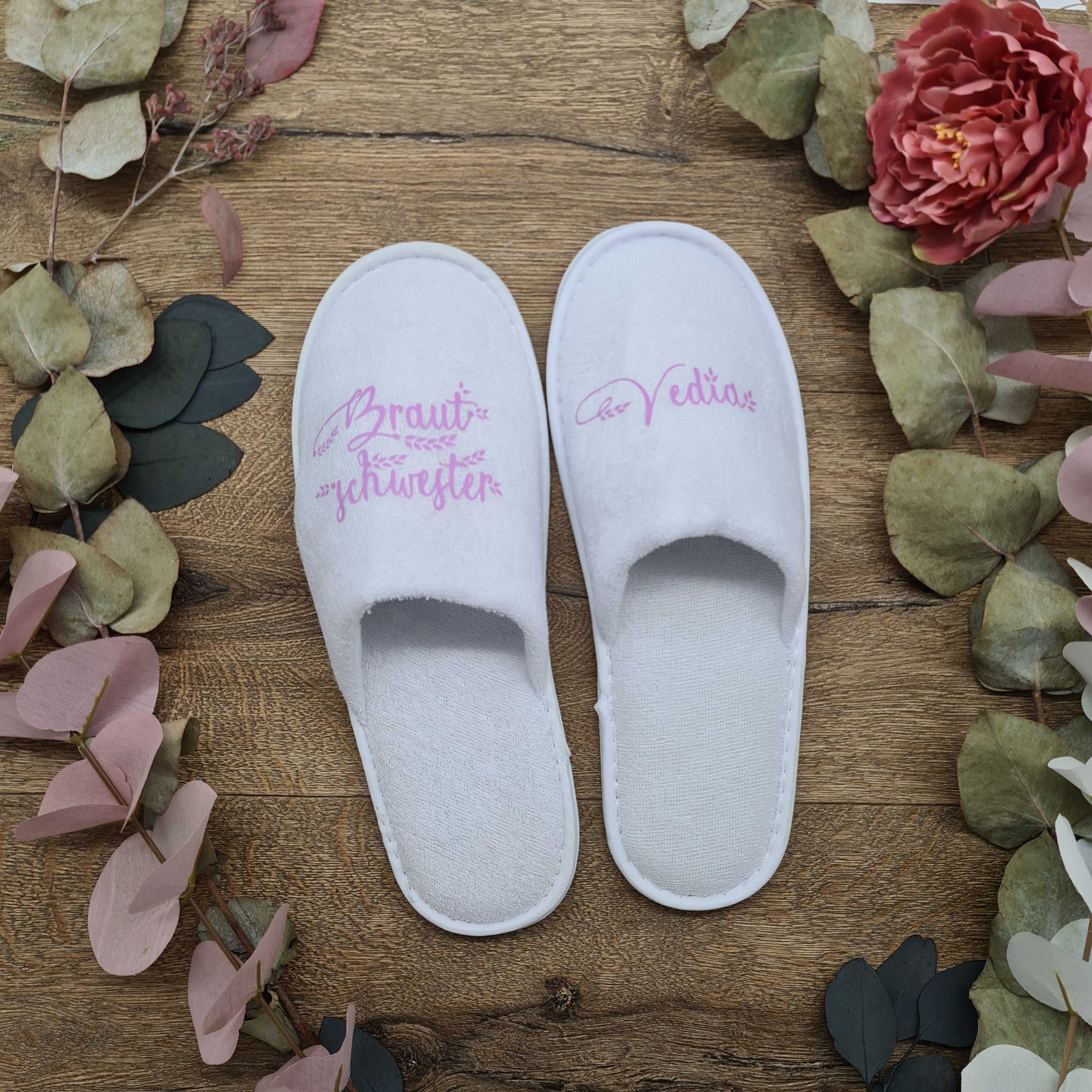 Fluffy Slippers for Wedding Day Photos, Maid of Honor Gift