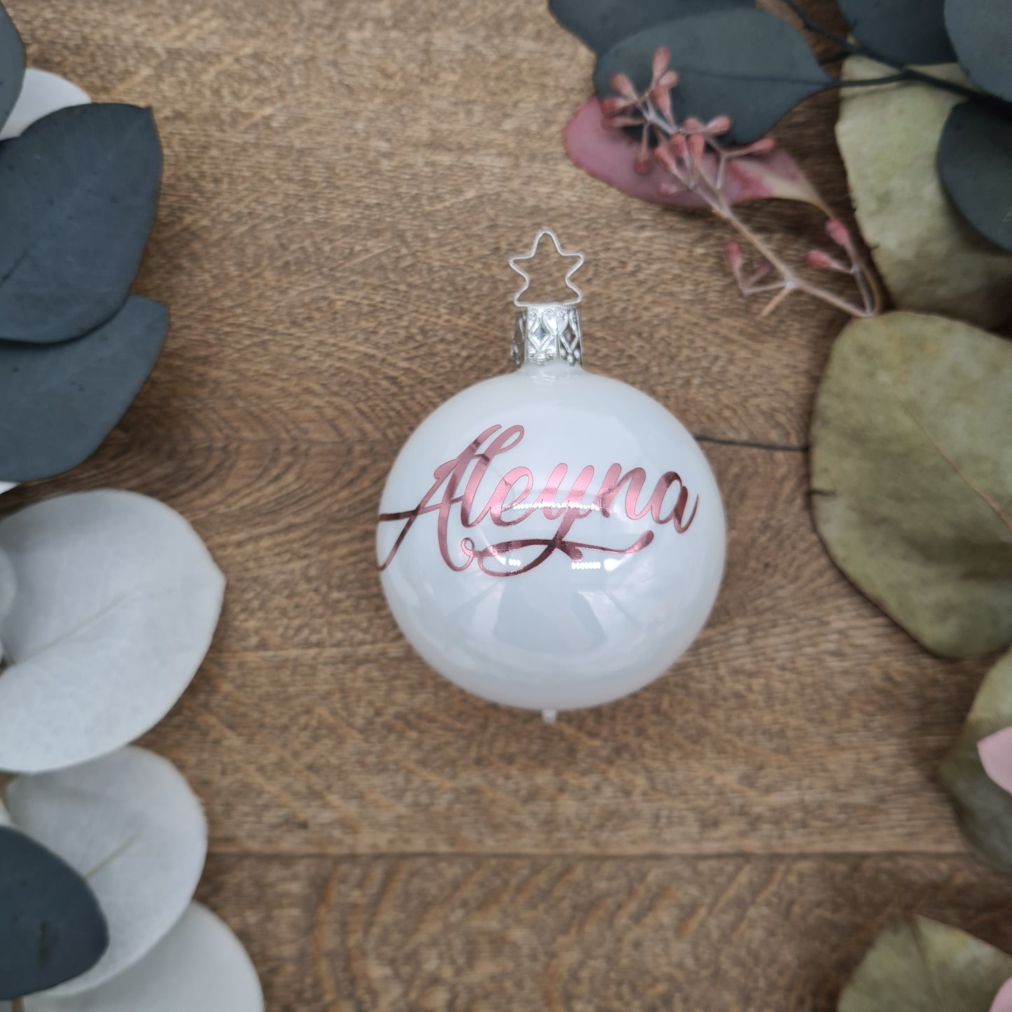 Rose Gold Name on Real Mouth-Blown Glass