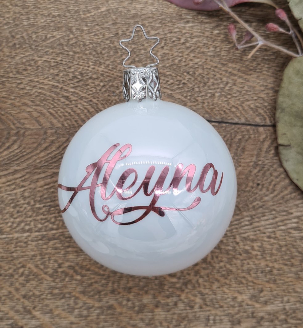 Rose Gold Name on Real Mouth-Blown Glass