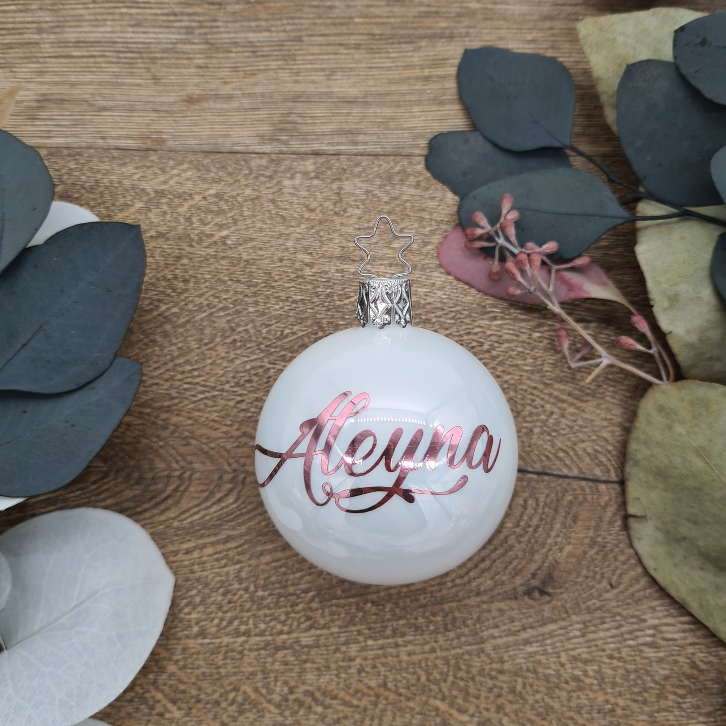 Rose Gold Name on Real Mouth-Blown Glass