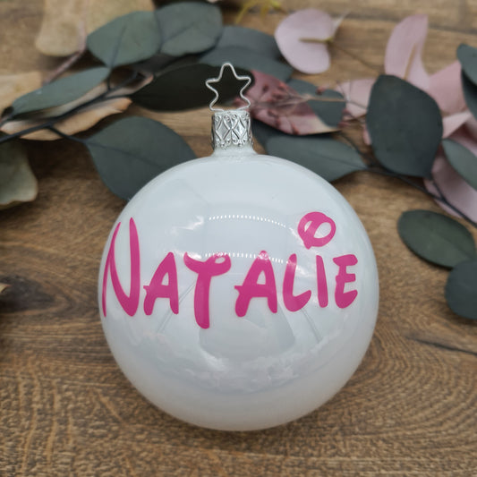 Pink Disney Name on Real Mouth-Blown Glass