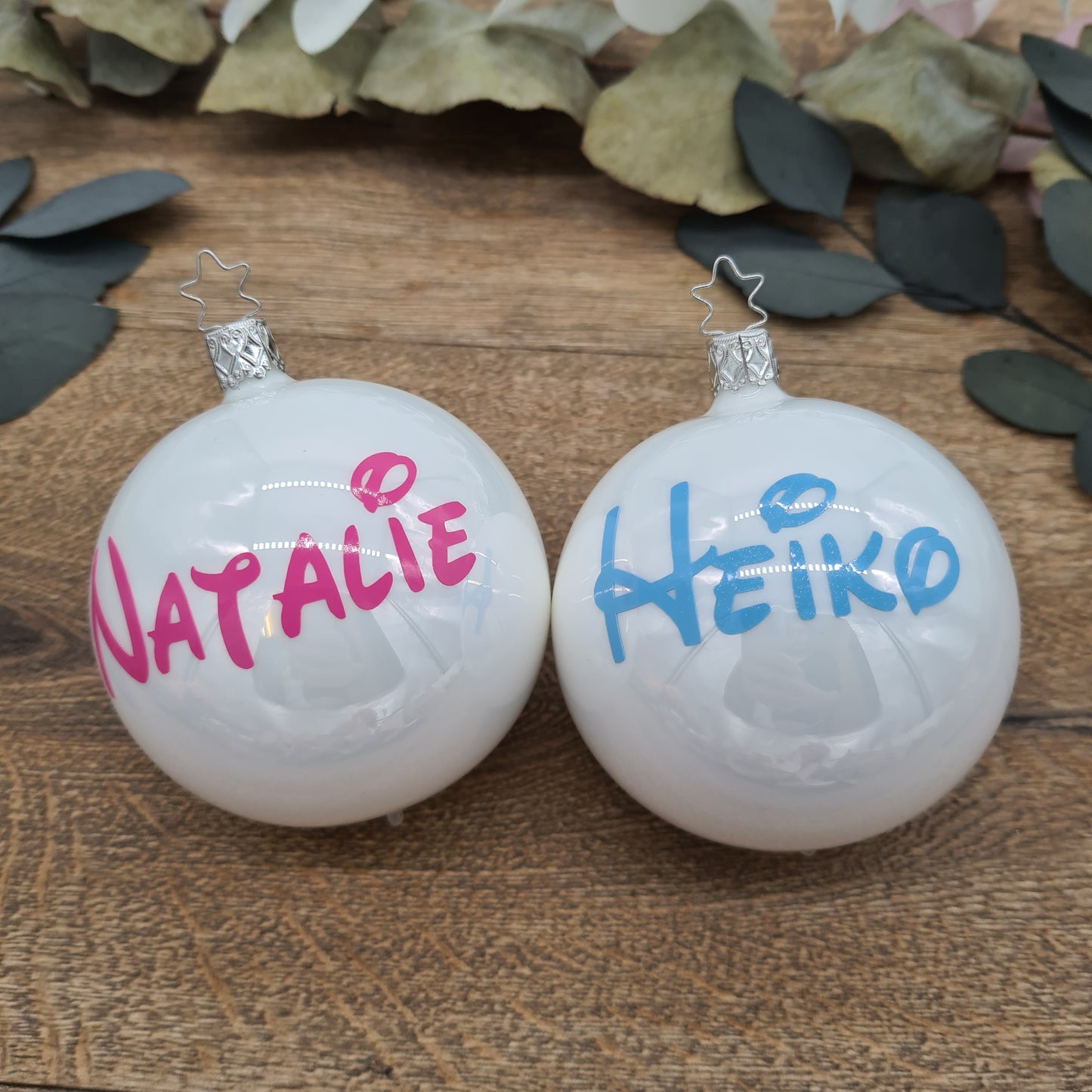 Pastel Blue Disney-Style Name on Real Mouth-Blown Glass