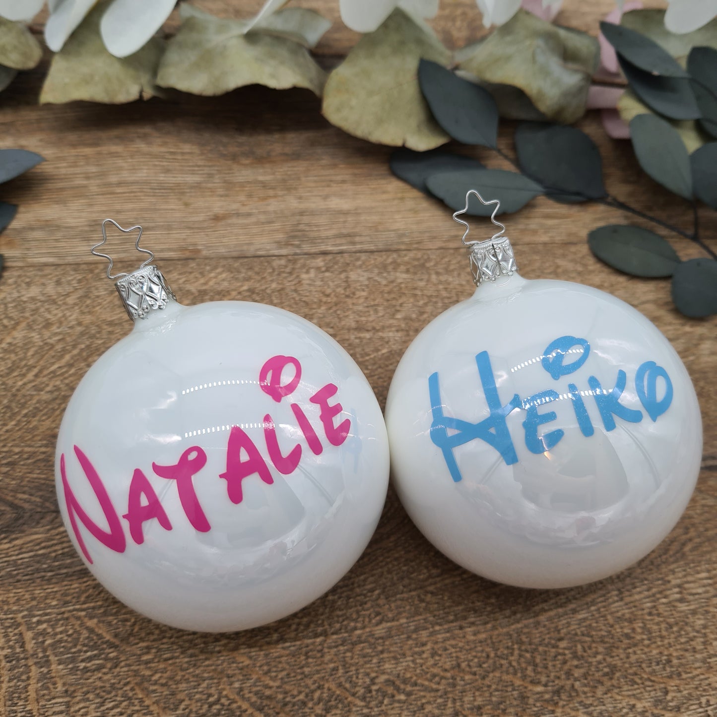 Pink Disney Name on Real Mouth-Blown Glass