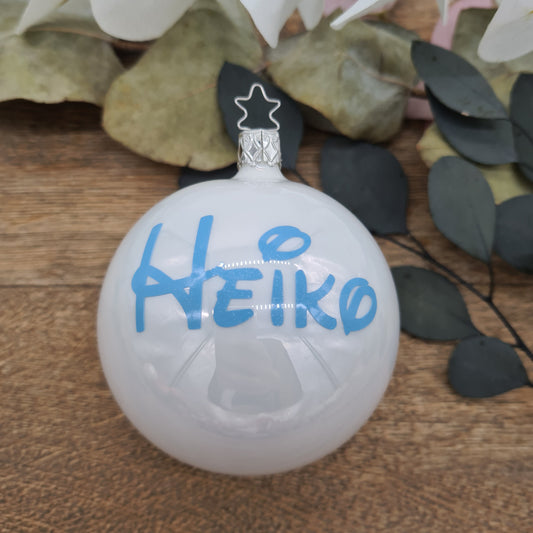 Pastel Blue Disney-Style Name on Real Mouth-Blown Glass