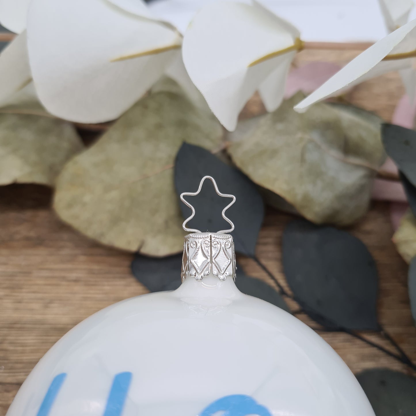 Pastel Blue Disney-Style Name on Real Mouth-Blown Glass