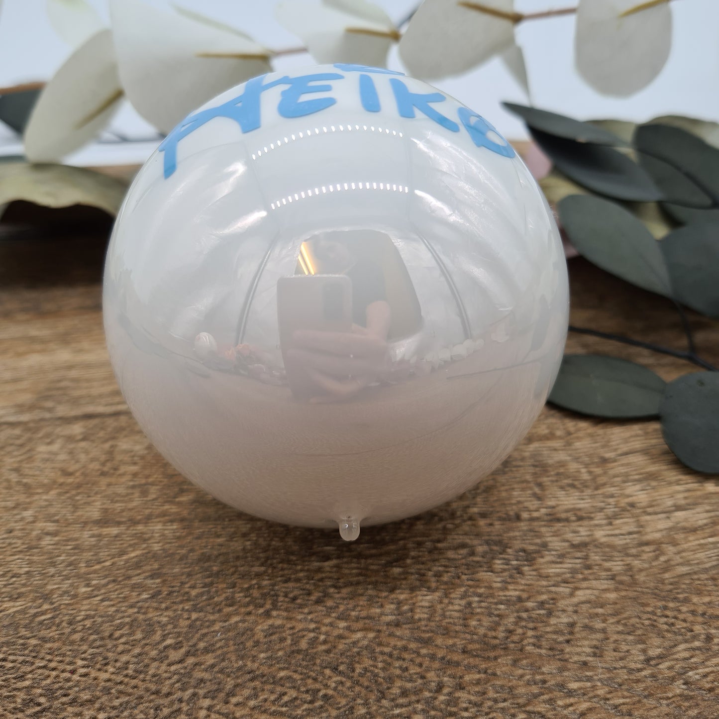 Pastel Blue Disney-Style Name on Real Mouth-Blown Glass