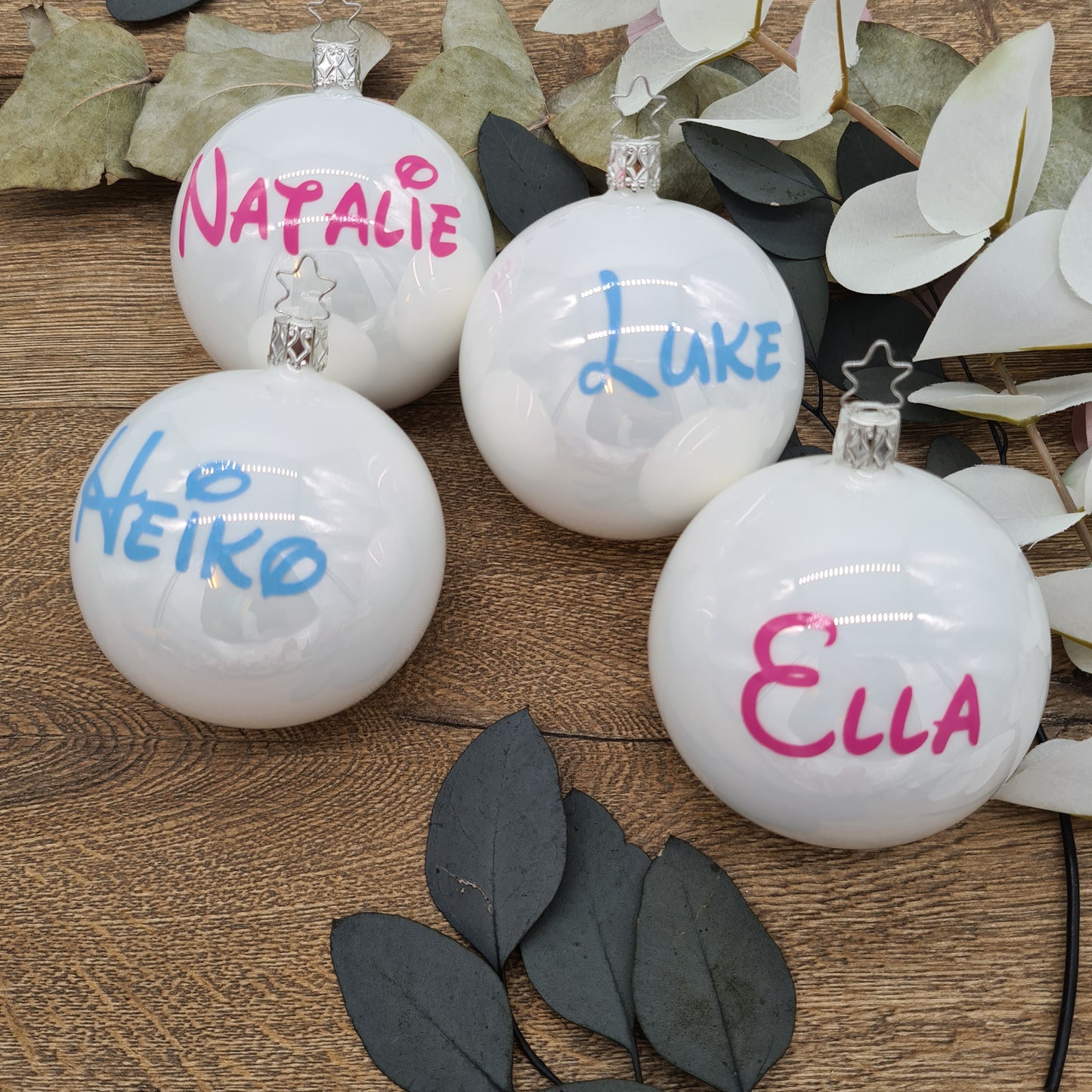 Pastel Blue Disney-Style Name on Real Mouth-Blown Glass