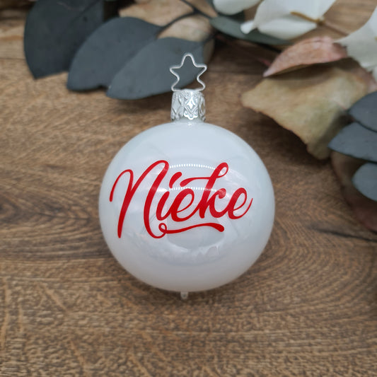 Red Name on Real Mouth-Blown Glass