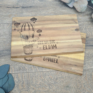 Personalized acacia wood breakfast board for kids
