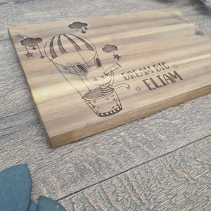 Personalized acacia wood breakfast board for kids