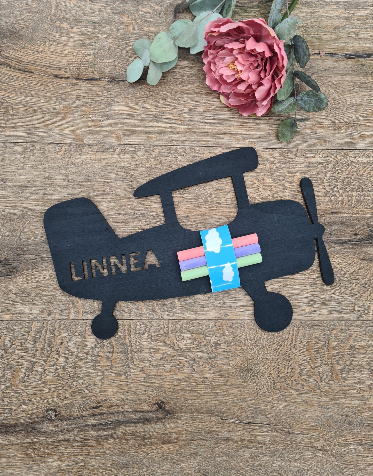 Vintage Flugzeug Wandtafel mit Kreide,  Lernspielzeug, Malen mit Kreide, Montessori, Kindergeburtstag, Gastgeschenk, Mitgebsel