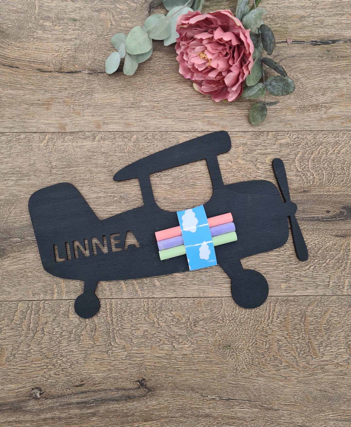 Vintage Flugzeug Wandtafel mit Kreide,  Lernspielzeug, Malen mit Kreide, Montessori, Kindergeburtstag, Gastgeschenk, Mitgebsel