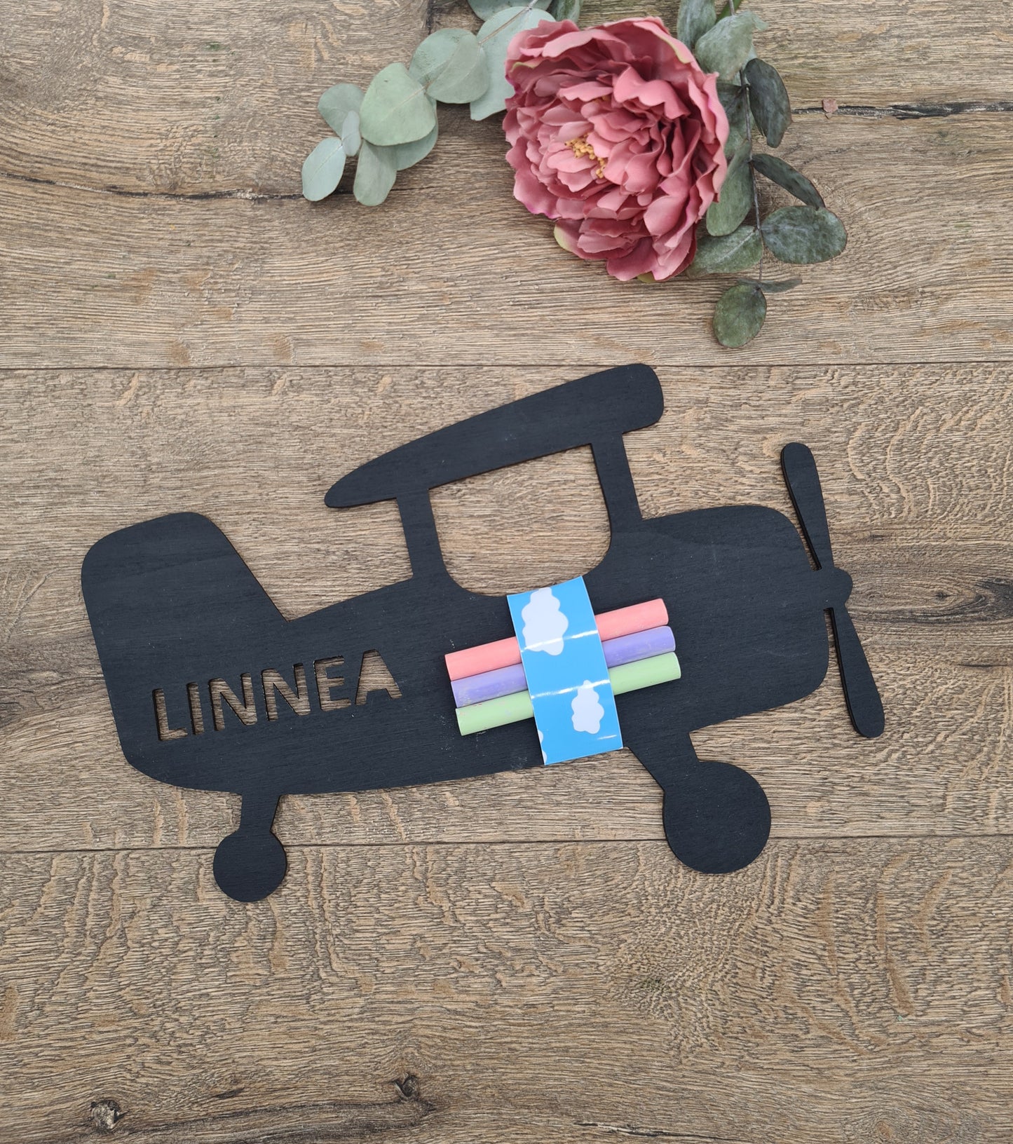 Vintage Flugzeug Wandtafel mit Kreide,  Lernspielzeug, Malen mit Kreide, Montessori, Kindergeburtstag, Gastgeschenk, Mitgebsel