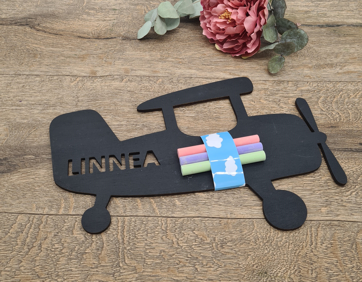 Vintage Flugzeug Wandtafel mit Kreide,  Lernspielzeug, Malen mit Kreide, Montessori, Kindergeburtstag, Gastgeschenk, Mitgebsel