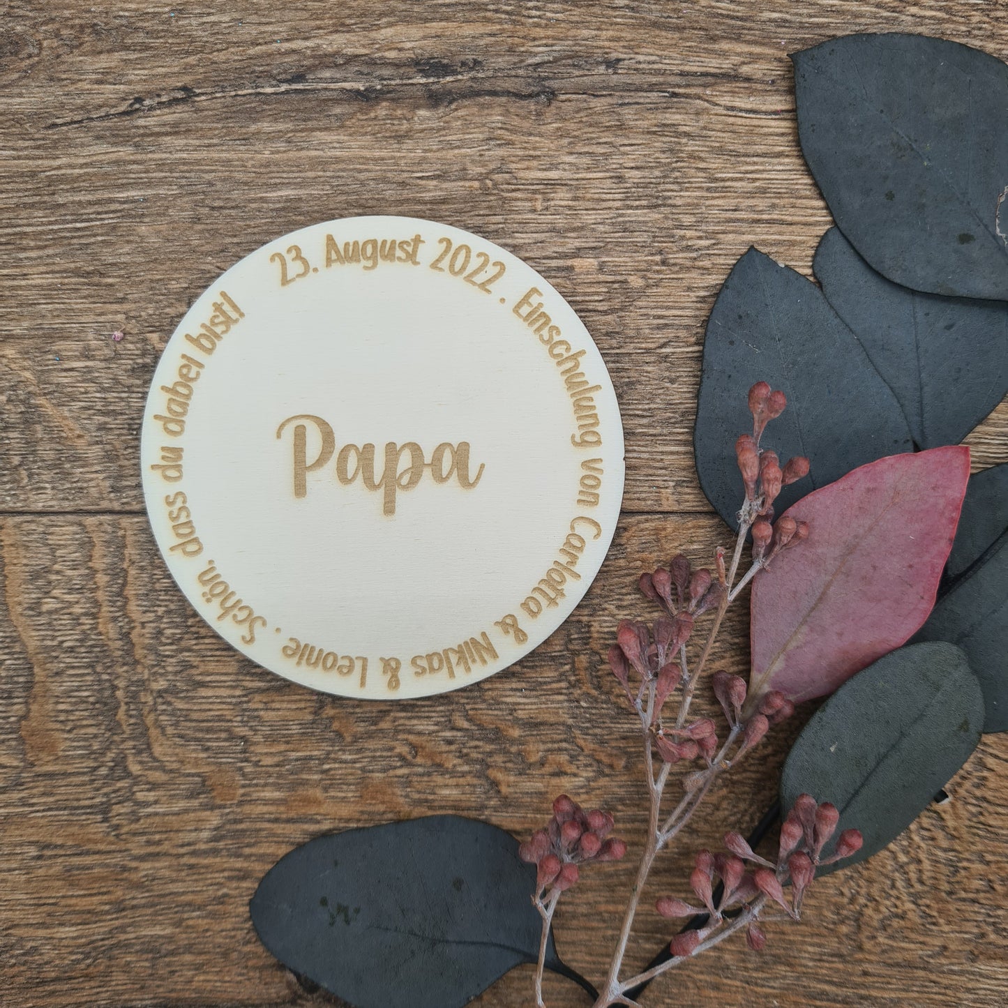 Schulkind Andenken für den ersten Schultag, Einschulung, 1. Klasse - Holzschild, lasergraviert