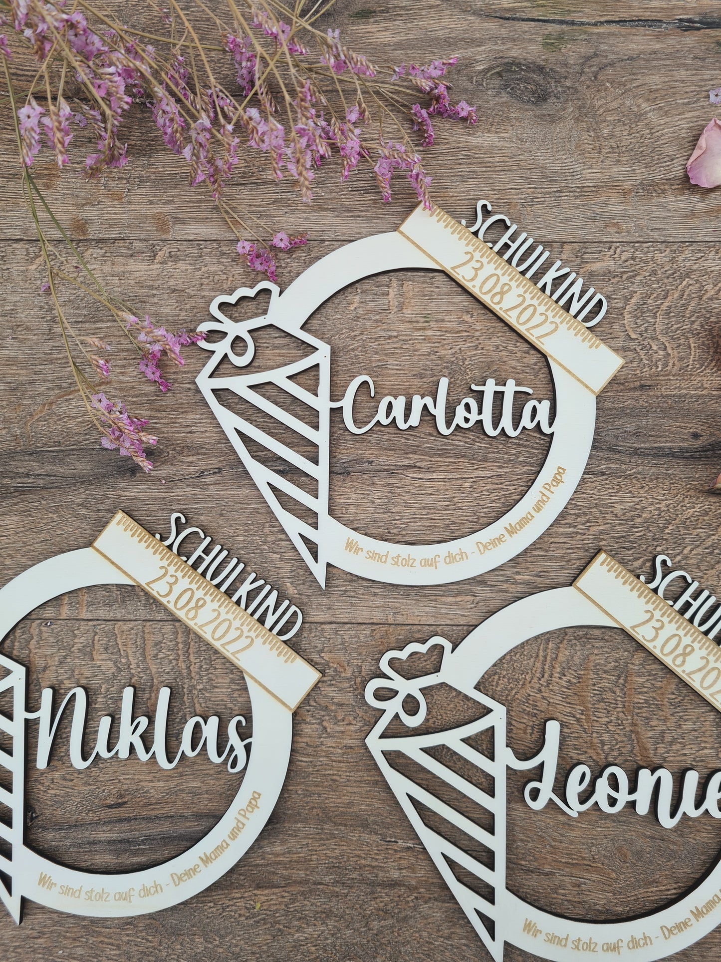 Schulkind Andenken für den ersten Schultag, Einschulung, 1. Klasse - Holzschild, lasergraviert