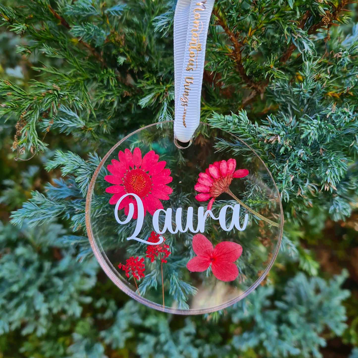 Echte gepresste Blumen Acryl Plexiglas Ornament Personalisiert