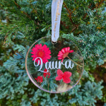 Load image into Gallery viewer, Echte gepresste Blumen Acryl Plexiglas Ornament Personalisiert für Weihnachten
