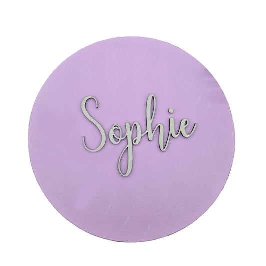 3D Holzname in moderner handgeschriebener Kalligraphie Rosa