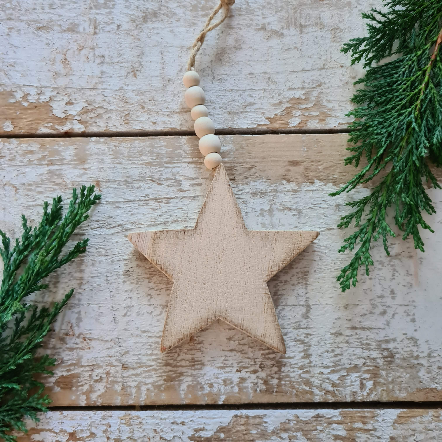 Set of 3 Natural Wood Christmas Tree Ornaments