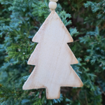 Load image into Gallery viewer, Set of 3 Natural Wood Christmas Tree Ornaments

