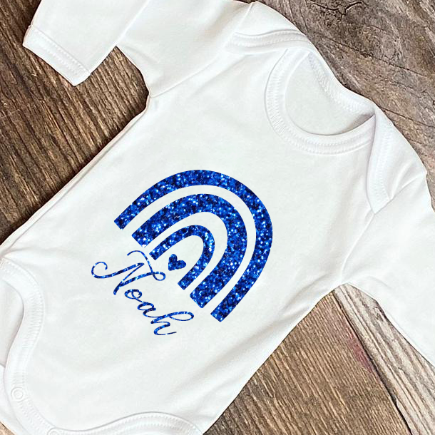 Rainbow Glitter Onesie with Personalised Name