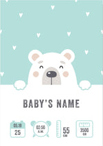 Load image into Gallery viewer, Baby birth poster with name, weight, date, time and length
