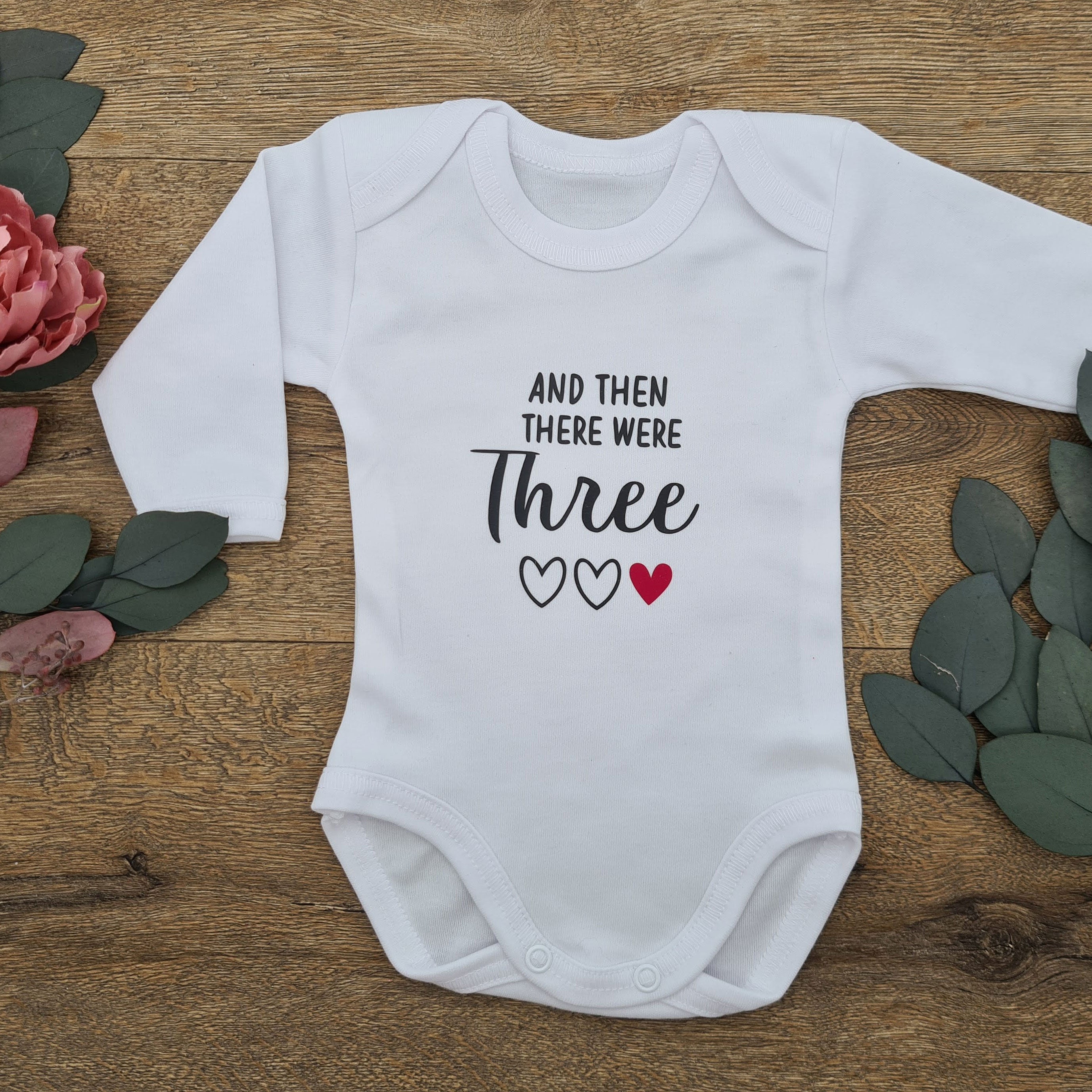 Pregnancy Announcement Onesie - "And then there were Three (3)"