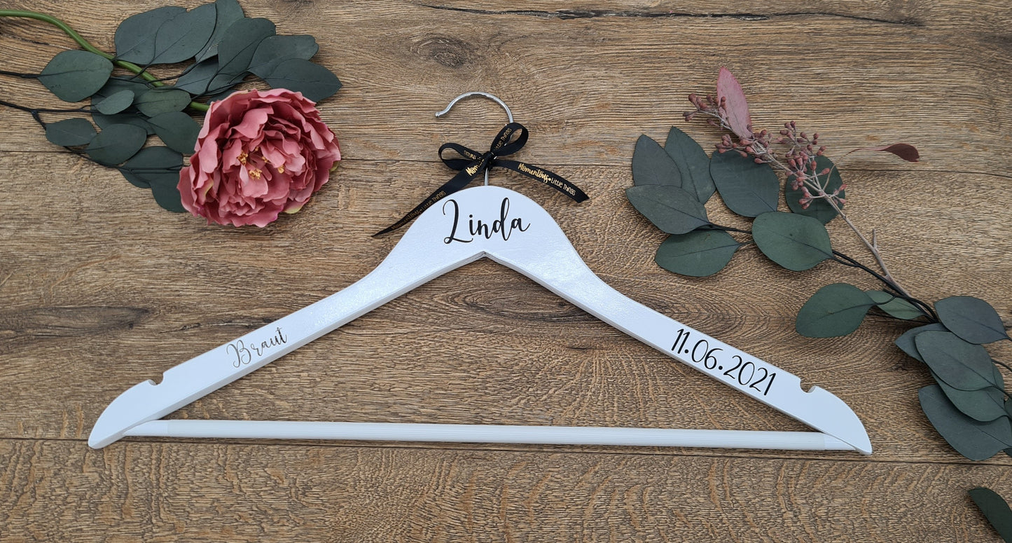Personalised Wedding Dress Hanger with Black Text