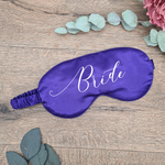 Load image into Gallery viewer, Purple satin eye mask for the bride
