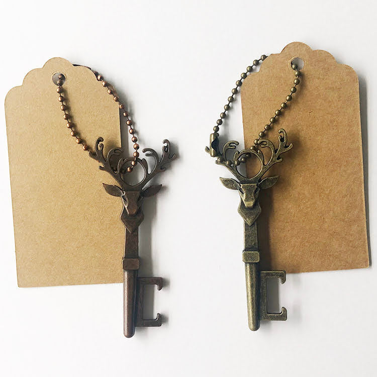 Reindeer Key Ring Bottle Opener Copper