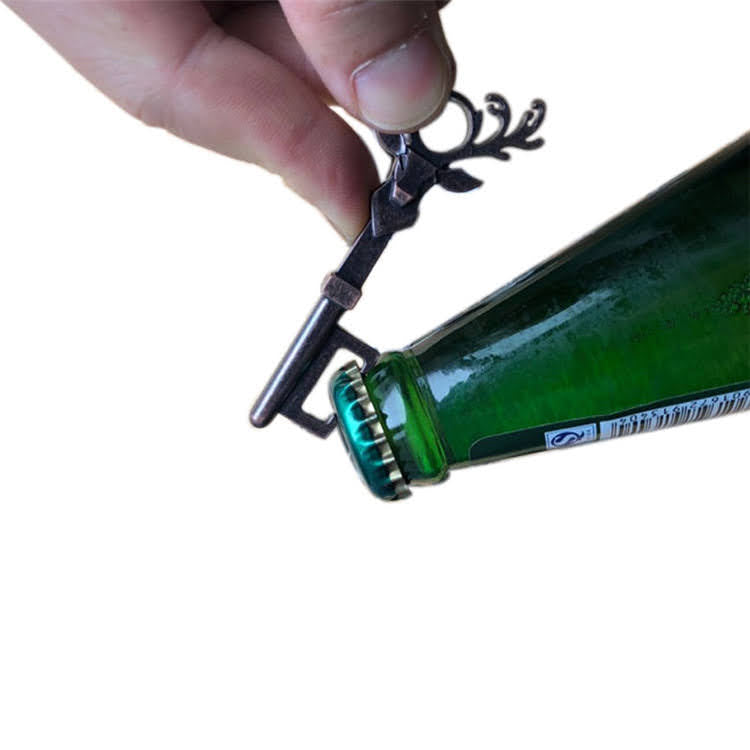 Reindeer Key Ring Bottle Opener Copper
