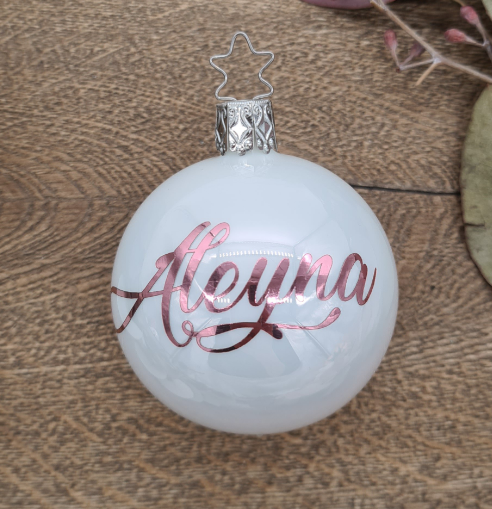 Rose Gold Name on Real Mouth-Blown Glass