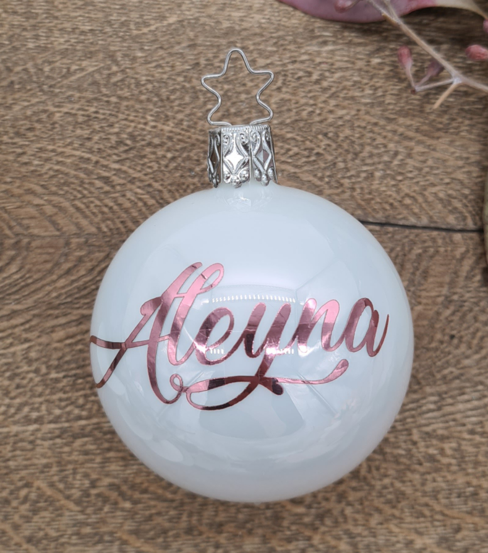 Rose Gold Name on Real Mouth-Blown Glass