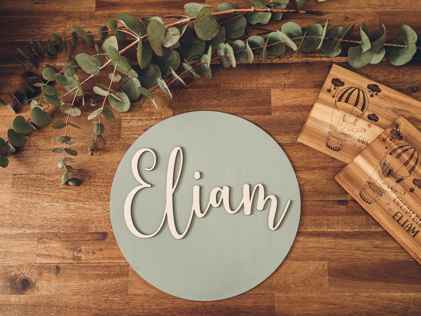 3D Holz Name in moderner handgeschriebener Kalligraphie