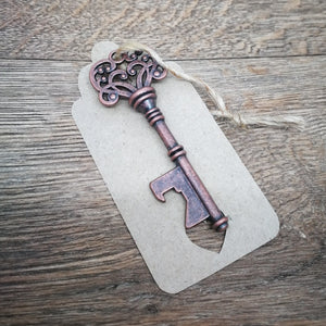 Vintage Copper Key Keyring Bottle Opener with Tag