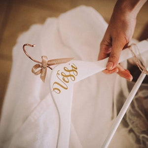 Copper & White Wedding Hanger with GOLD Name