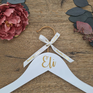 Copper & White Wedding Hanger with GOLD Name